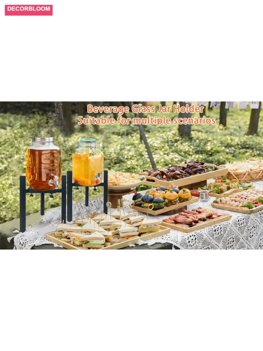 Adjustable Beverage Dispenser Stand for Party, Fits 1-3.5 Gallon Drinks, Steel - Picture 6 of 6